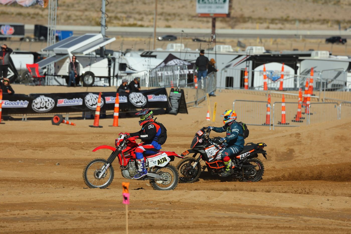 Racing side by side with bike A174