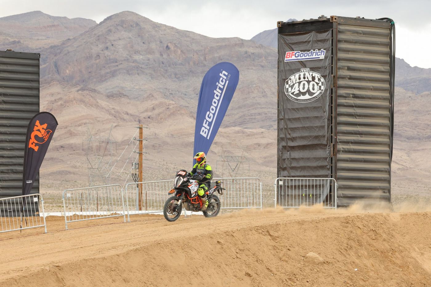 Riding past the Mint 400 container gate